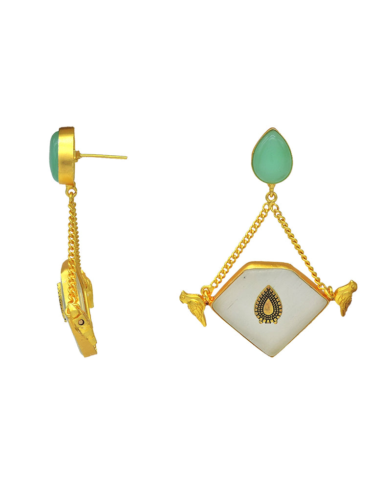Bird Teardrop Earrings - Statement Earrings - Gold-Plated & Hypoallergenic - Made in India - Dubai Jewellery - Dori