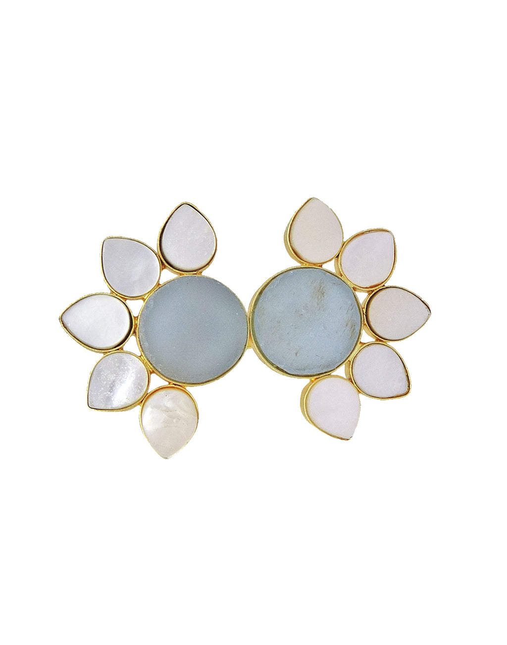 Twin Flora Ring (Blue Onyx) - Statement Rings - Gold-Plated & Hypoallergenic Jewellery - Made in India - Dubai Jewellery - Dori