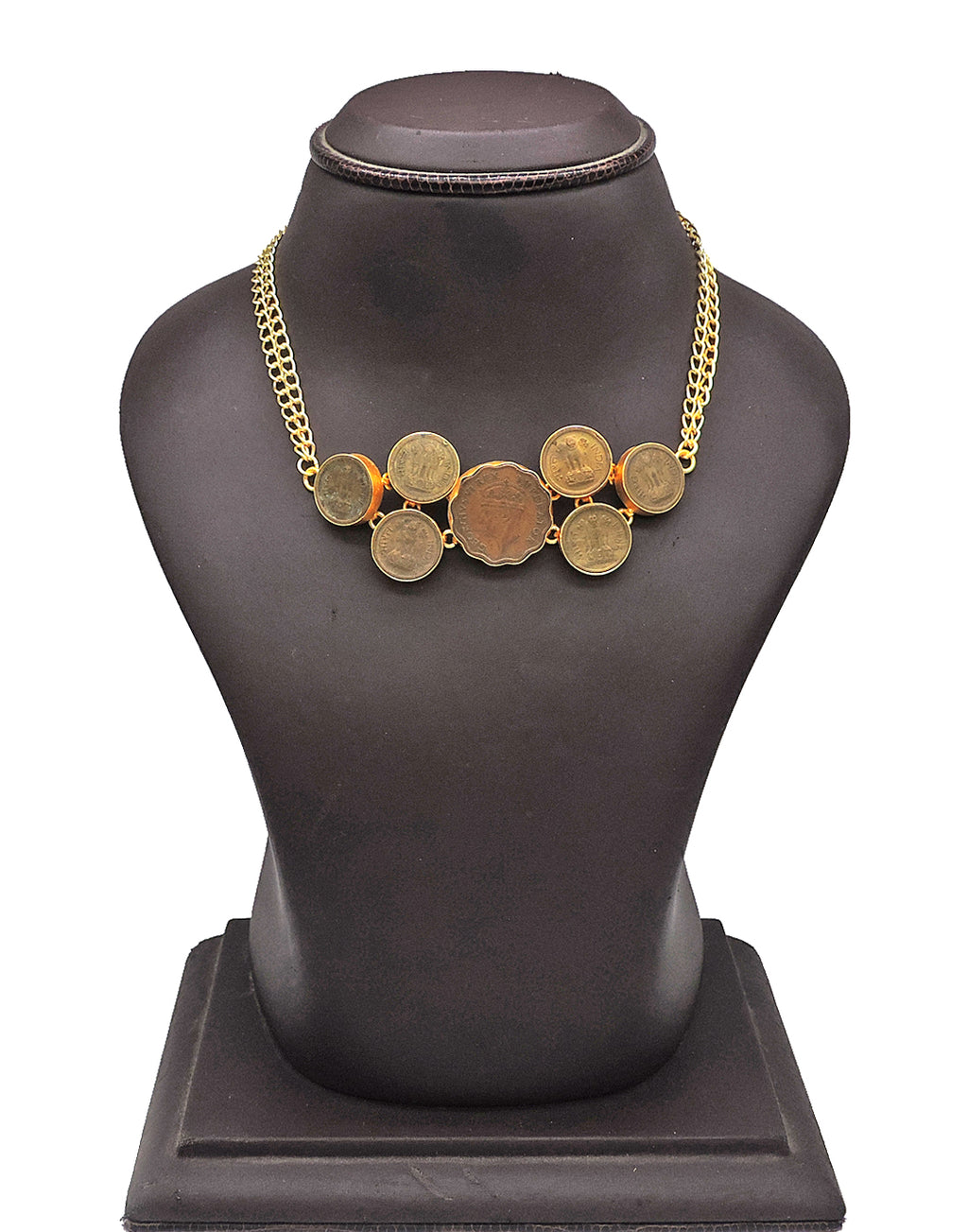 Antique Coin Necklace - Statement Necklaces - Gold-Plated & Hypoallergenic Jewellery - Made in India - Dubai Jewellery - Dori