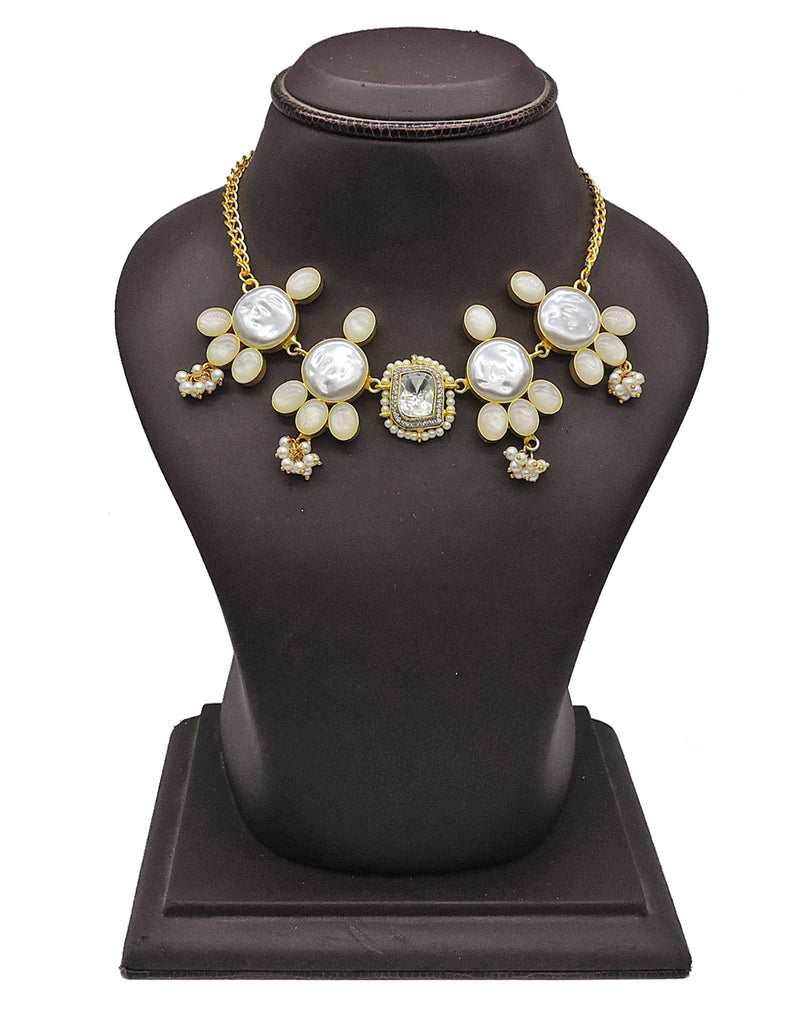 Crystal & Baroque Pearl Necklace - Statement Necklaces - Gold-Plated & Hypoallergenic Jewellery - Made in India - Dubai Jewellery - Dori