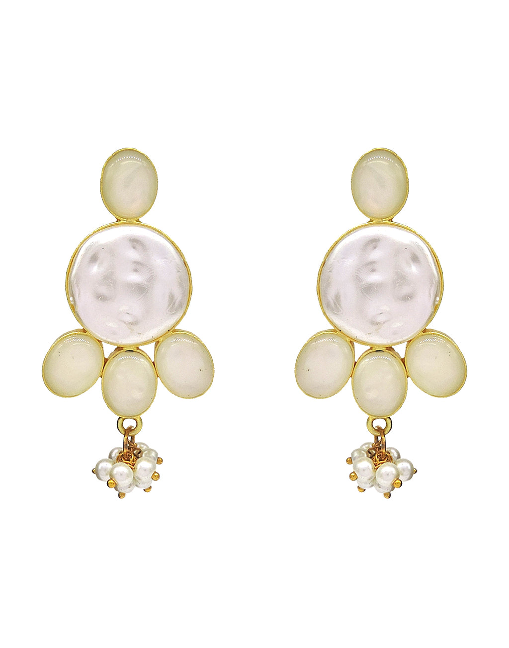 Baroque Pearl & Shell Earrings - Statement Earrings - Gold-Plated & Hypoallergenic Jewellery - Made in India - Dubai Jewellery - Dori