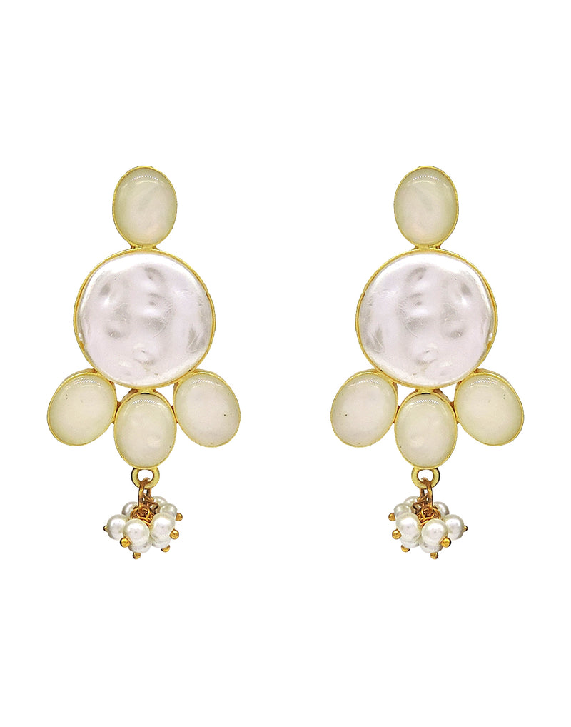 Baroque Pearl & Shell Earrings - Statement Earrings - Gold-Plated & Hypoallergenic Jewellery - Made in India - Dubai Jewellery - Dori