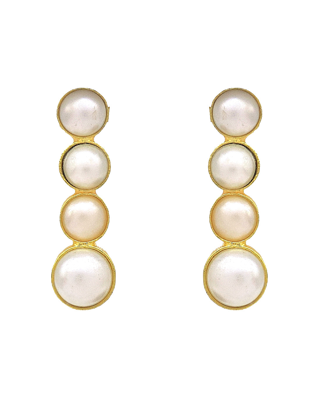 Pearl Quad Earrings - Statement Earrings - Gold-Plated & Hypoallergenic - Made in India - Dubai Jewellery - Dori