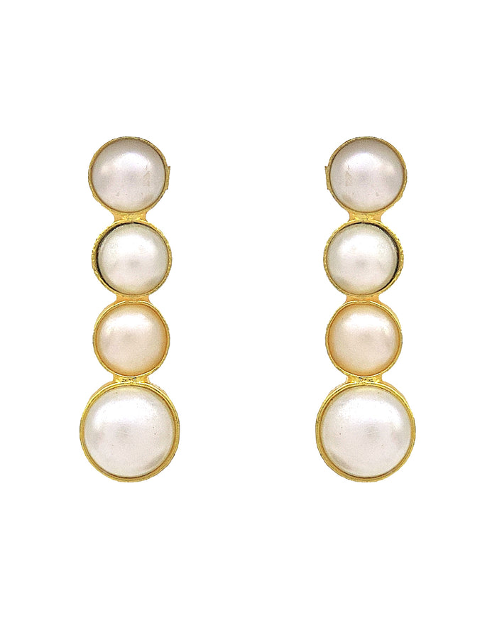 Pearl Quad Earrings - Statement Earrings - Gold-Plated & Hypoallergenic - Made in India - Dubai Jewellery - Dori