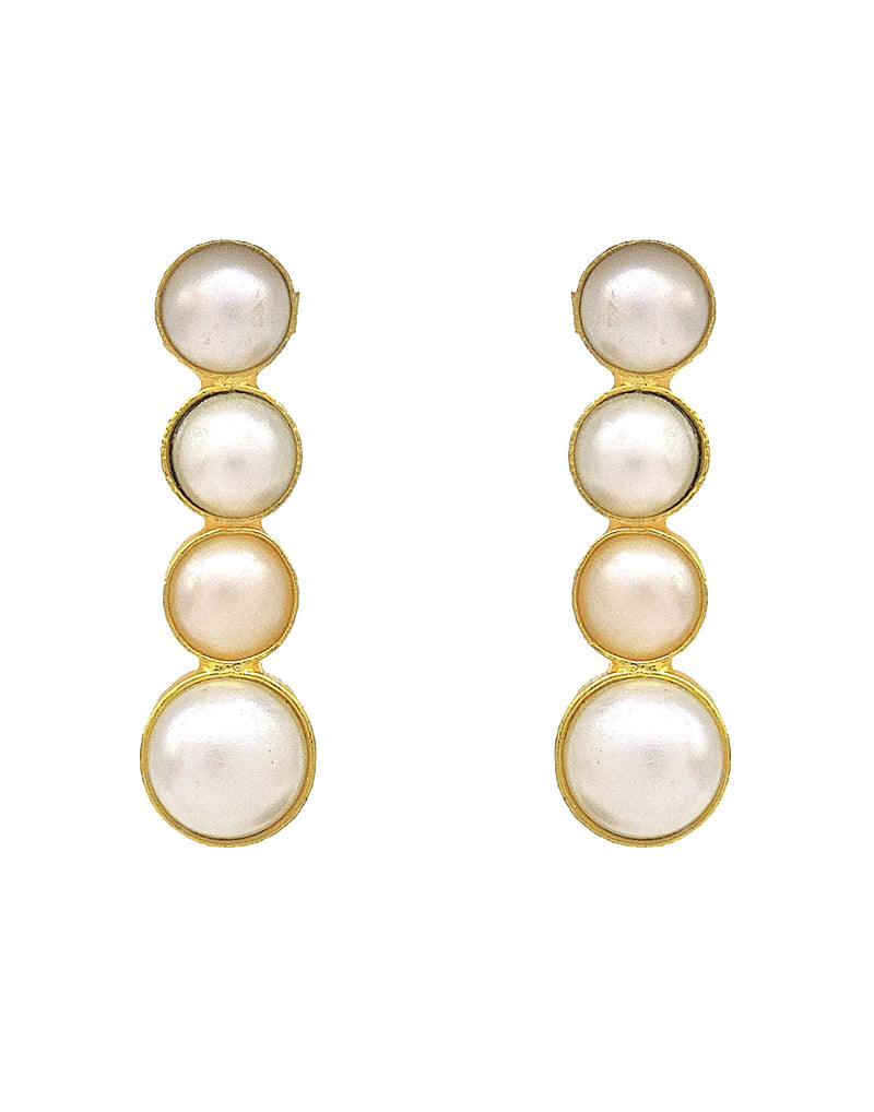 Pearl Quad Earrings - Statement Earrings - Gold-Plated & Hypoallergenic - Made in India - Dubai Jewellery - Dori