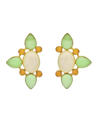 Jade Trio Earrings - Statement Earrings - Gold-Plated & Hypoallergenic - Made in India - Dubai Jewellery - Dori