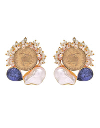 Coin & Blue Quartz Earrings- Handcrafted Jewellery from Dori