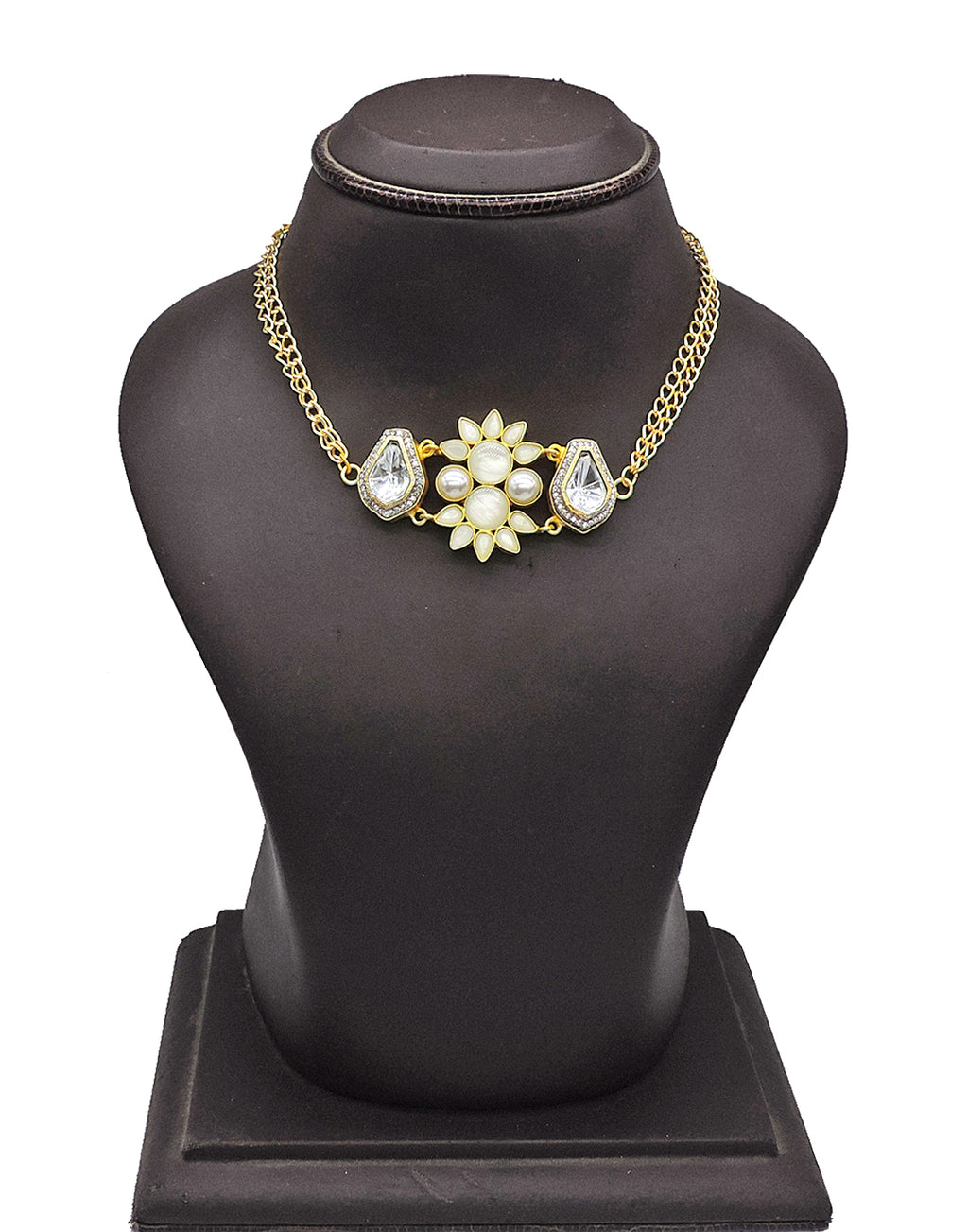 Double Flower Necklace - Statement Necklaces - Gold-Plated & Hypoallergenic Jewellery - Made in India - Dubai Jewellery - Dori