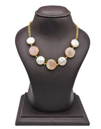 Rose Quartz & Baroque Pearl Necklace - Statement Necklaces - Gold-Plated & Hypoallergenic Jewellery - Made in India - Dubai Jewellery - Dori