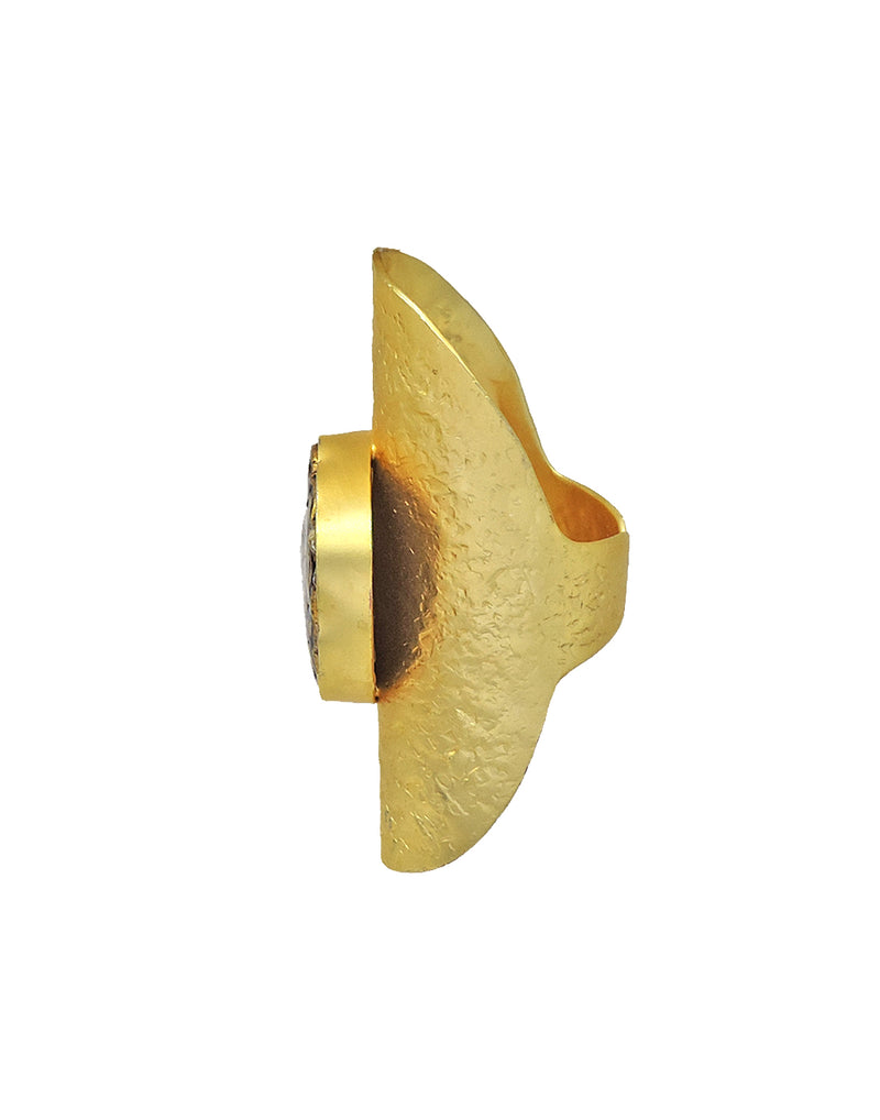 Carved Flower Ring - Statement Rings - Gold-Plated & Hypoallergenic Jewellery - Made in India - Dubai Jewellery - Dori