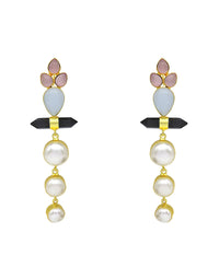 Pearl Trio Earrings - Statement Earrings - Gold-Plated & Hypoallergenic - Made in India - Dubai Jewellery - Dori