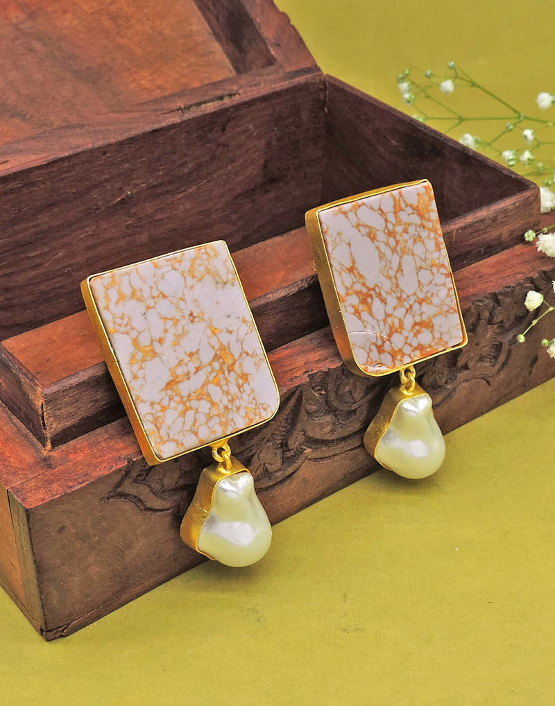 Jeweled Baroque Earrings - Statement Earrings - Gold-Plated & Hypoallergenic - Made in India - Dubai Jewellery - Dori