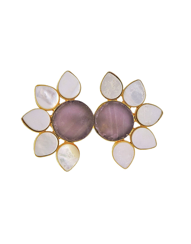 Twin Flora Ring (Amethyst) - Statement Rings - Gold-Plated & Hypoallergenic Jewellery - Made in India - Dubai Jewellery - Dori