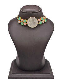 Coin & Monalisa Necklace - Statement Necklaces - Gold-Plated & Hypoallergenic Jewellery - Made in India - Dubai Jewellery - Dori