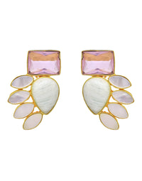 Amazonite & Crystal Earrings - Statement Earrings - Gold-Plated & Hypoallergenic - Made in India - Dubai Jewellery - Dori