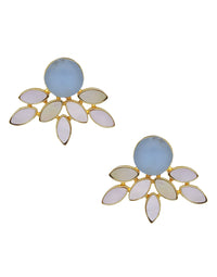 Firework Earrings (Blue Onyx) - Statement Earrings - Gold-Plated & Hypoallergenic - Made in India - Dubai Jewellery - Dori