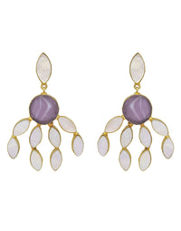 Curtain Earrings (Amethyst) - Statement Earrings - Gold-Plated & Hypoallergenic - Made in India - Dubai Jewellery - Dori