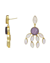 Curtain Earrings (Amethyst) - Statement Earrings - Gold-Plated & Hypoallergenic - Made in India - Dubai Jewellery - Dori