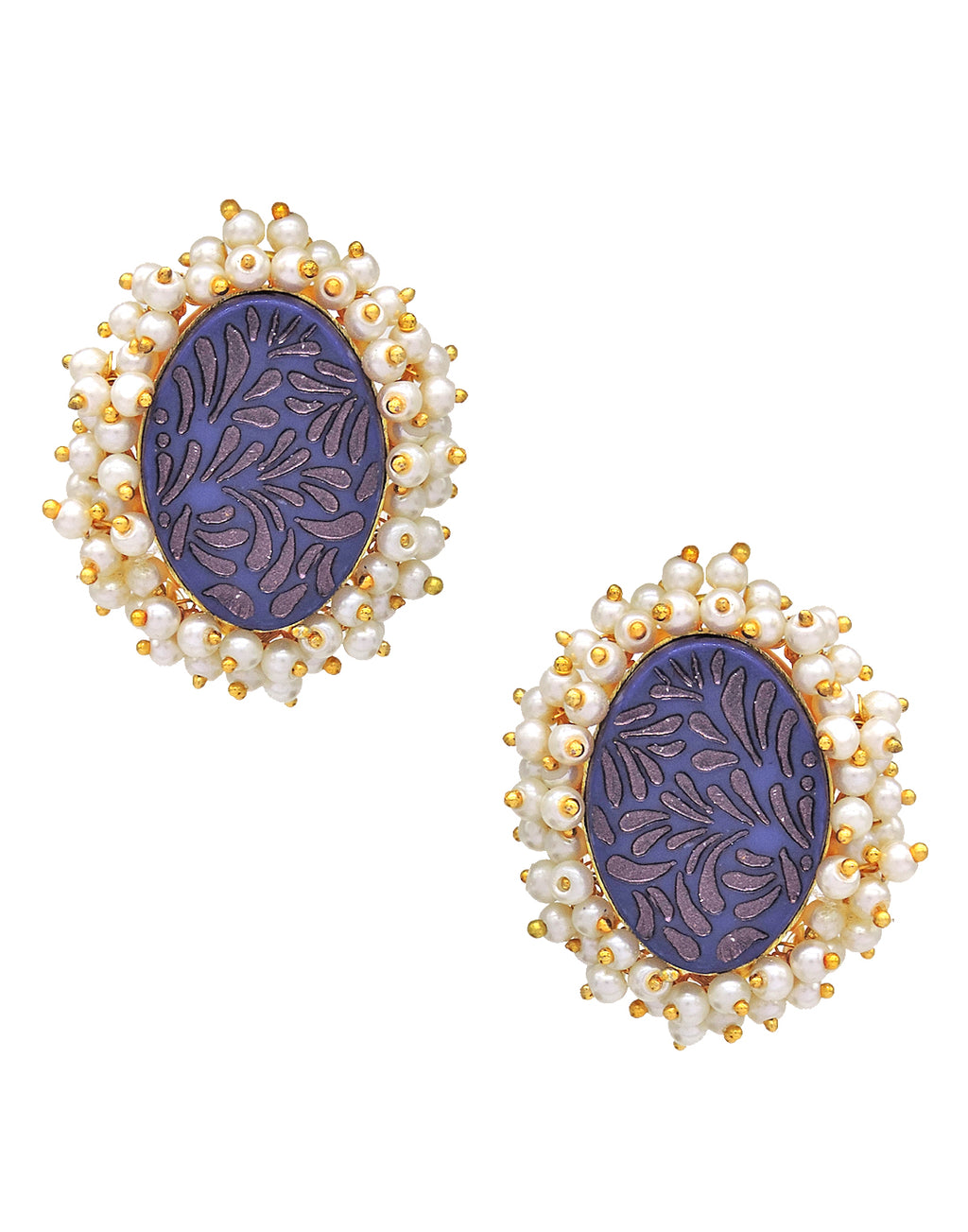 Oval Bloom Earrings - Statement Earrings - Gold-Plated & Hypoallergenic - Made in India - Dubai Jewellery - Dori