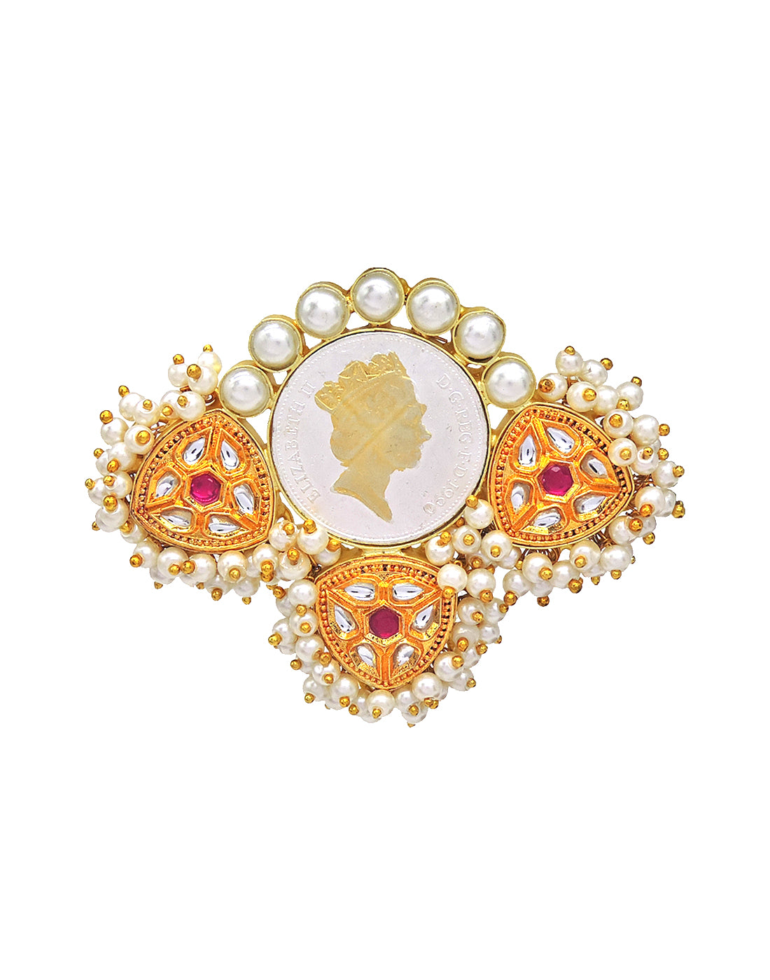 Coin Kundan Ring - Statement Rings - Gold-Plated & Hypoallergenic Jewellery - Made in India - Dubai Jewellery - Dori