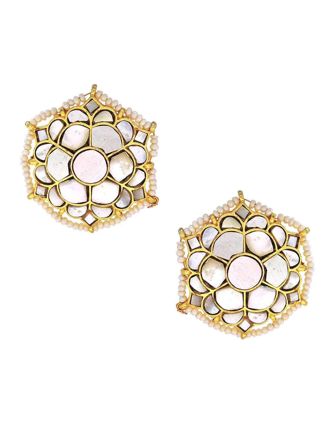 Pearl & Shell Cluster Earrings- Handcrafted Jewellery from Dori