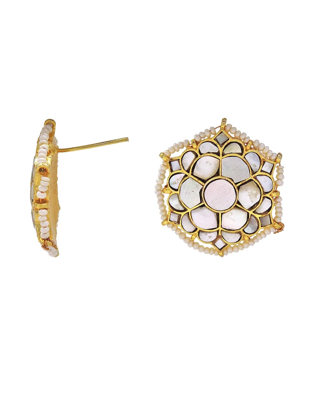Pearl & Shell Cluster Earrings- Handcrafted Jewellery from Dori