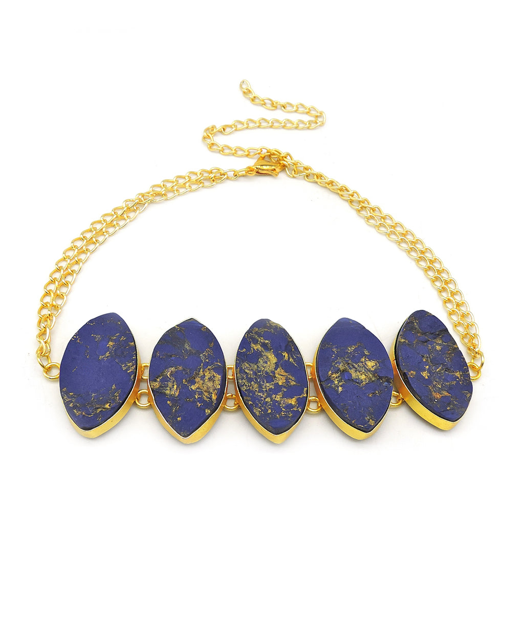 Blue Bhatti Necklace - Statement Necklaces - Gold-Plated & Hypoallergenic Jewellery - Made in India - Dubai Jewellery - Dori