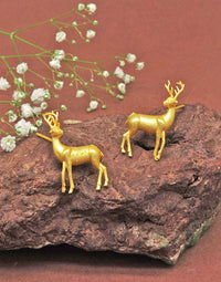 Deer Earrings - Statement Earrings - Gold-Plated & Hypoallergenic - Made in India - Dubai Jewellery - Dori