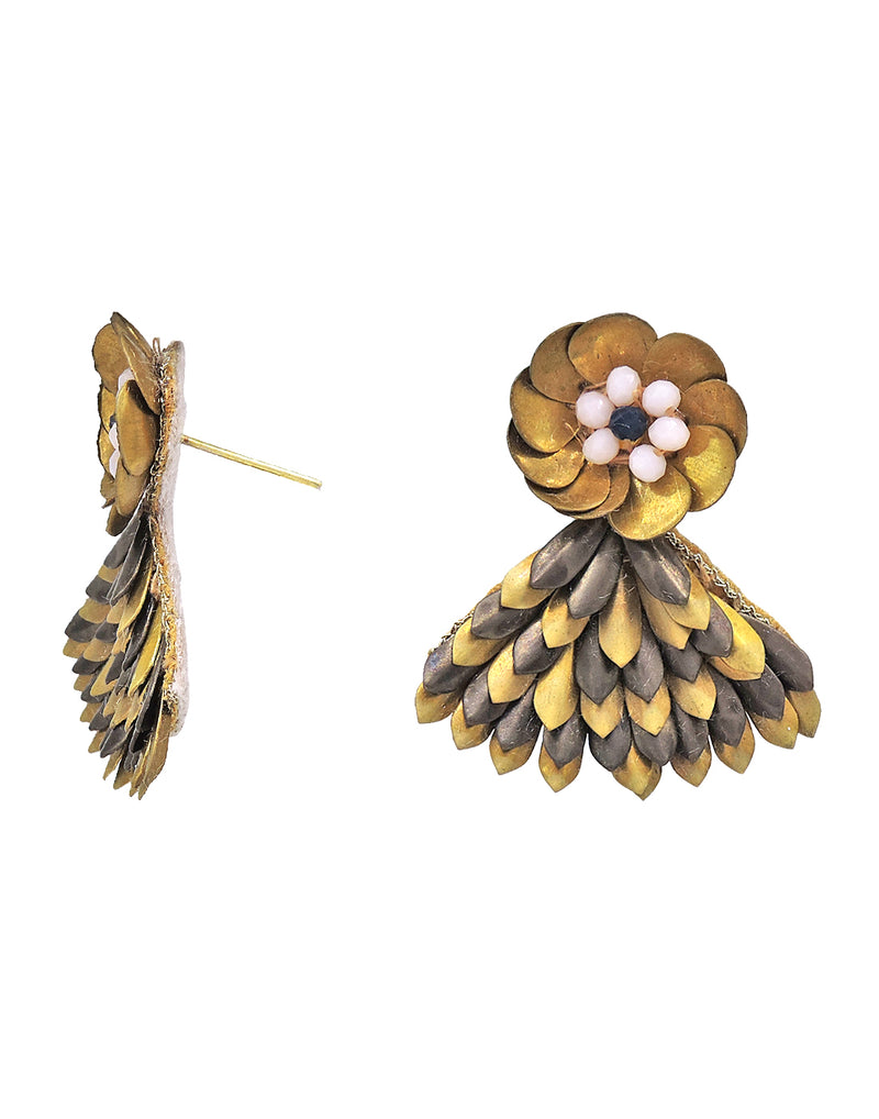 Fan Earrings - Statement Earrings - Gold-Plated & Hypoallergenic - Made in India - Dubai Jewellery - Dori