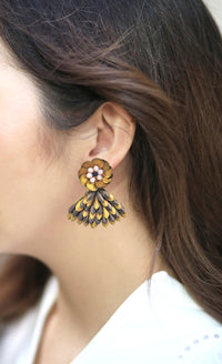 Fan Earrings - Statement Earrings - Gold-Plated & Hypoallergenic - Made in India - Dubai Jewellery - Dori