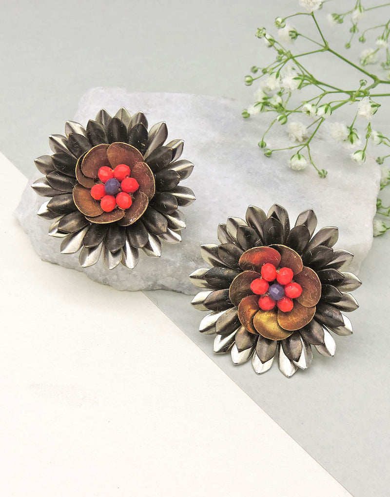 Flower Bead Earrings - Statement Earrings - Gold-Plated & Hypoallergenic - Made in India - Dubai Jewellery - Dori