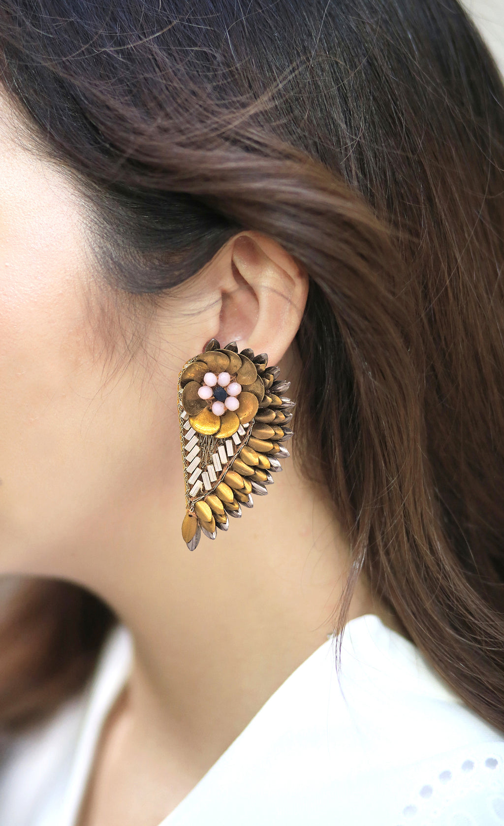 Flower Wing Earrings - Statement Earrings - Gold-Plated & Hypoallergenic - Made in India - Dubai Jewellery - Dori