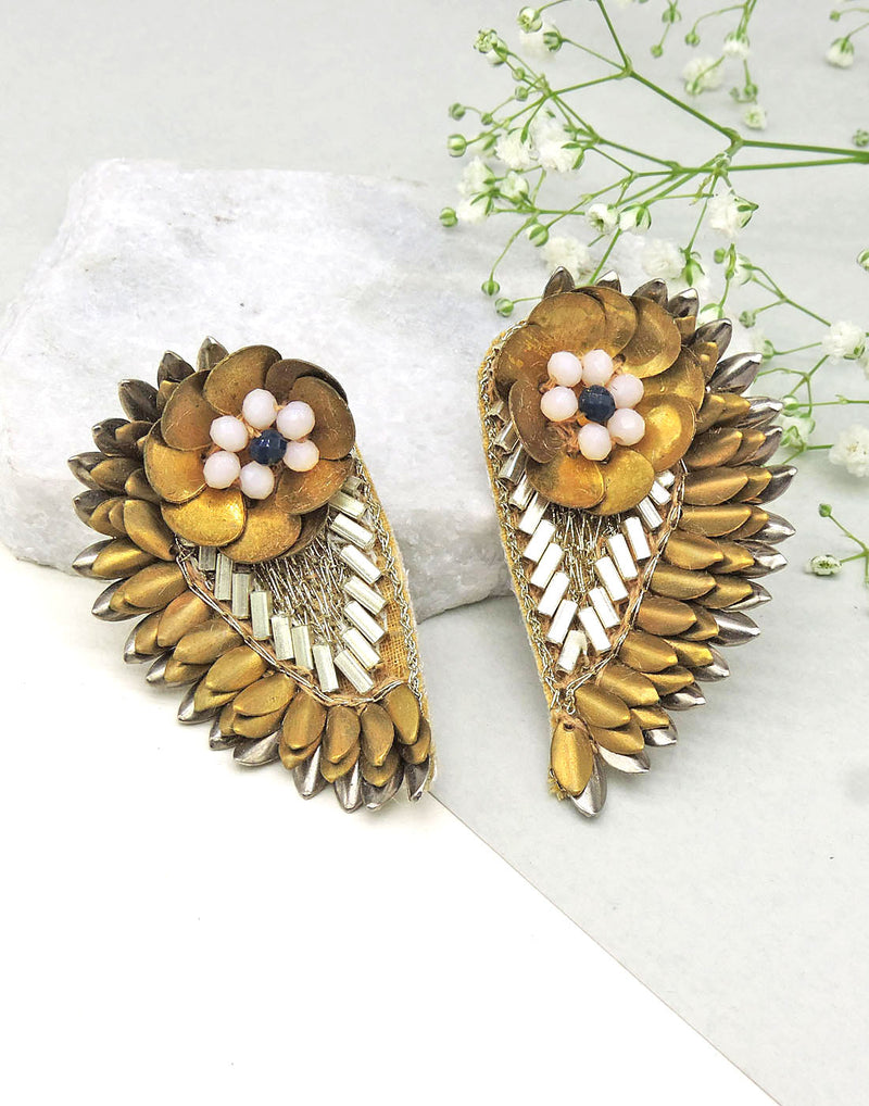 Flower Wing Earrings - Statement Earrings - Gold-Plated & Hypoallergenic - Made in India - Dubai Jewellery - Dori