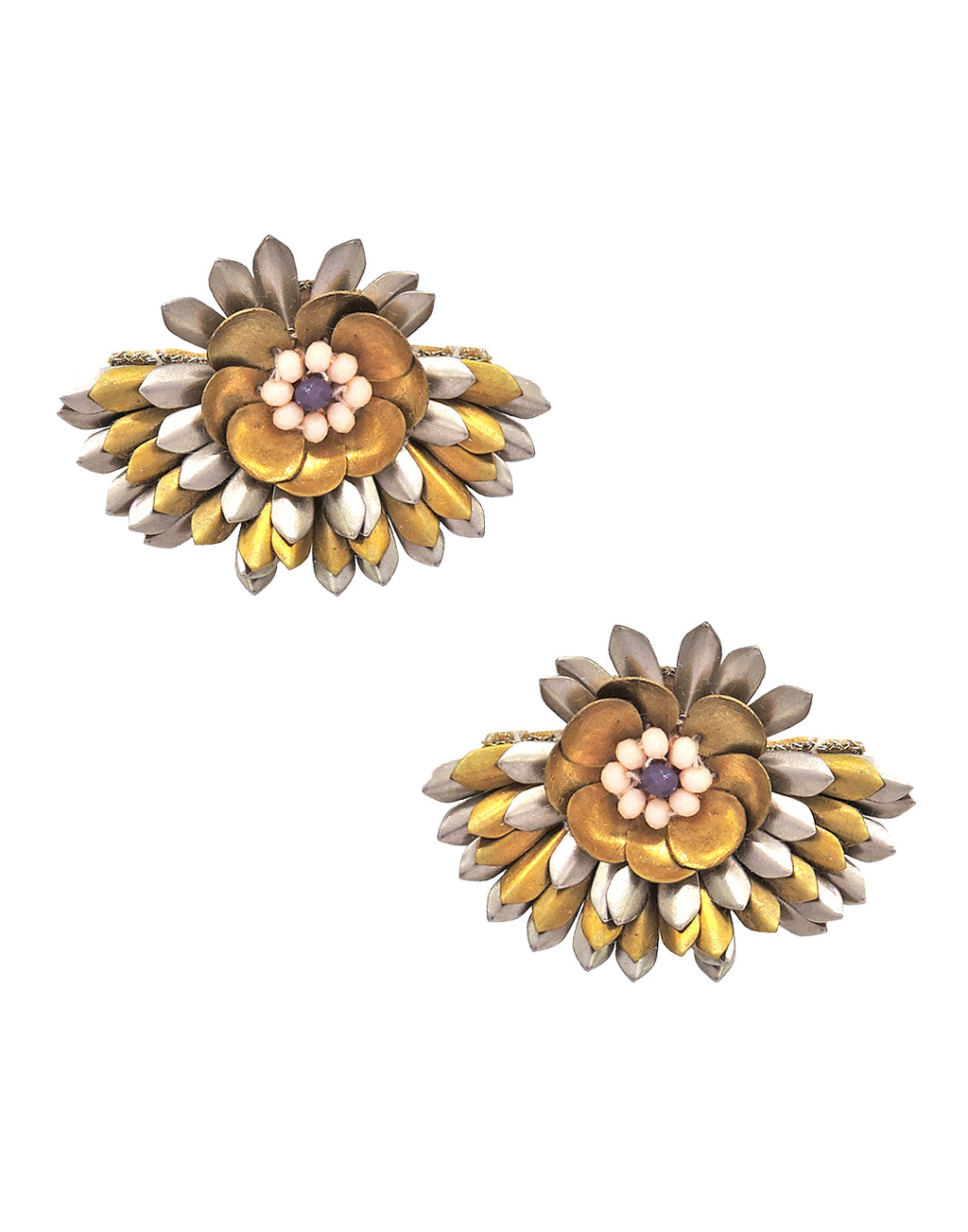 White Fan Earrings - Statement Earrings - Gold-Plated & Hypoallergenic - Made in India - Dubai Jewellery - Dori
