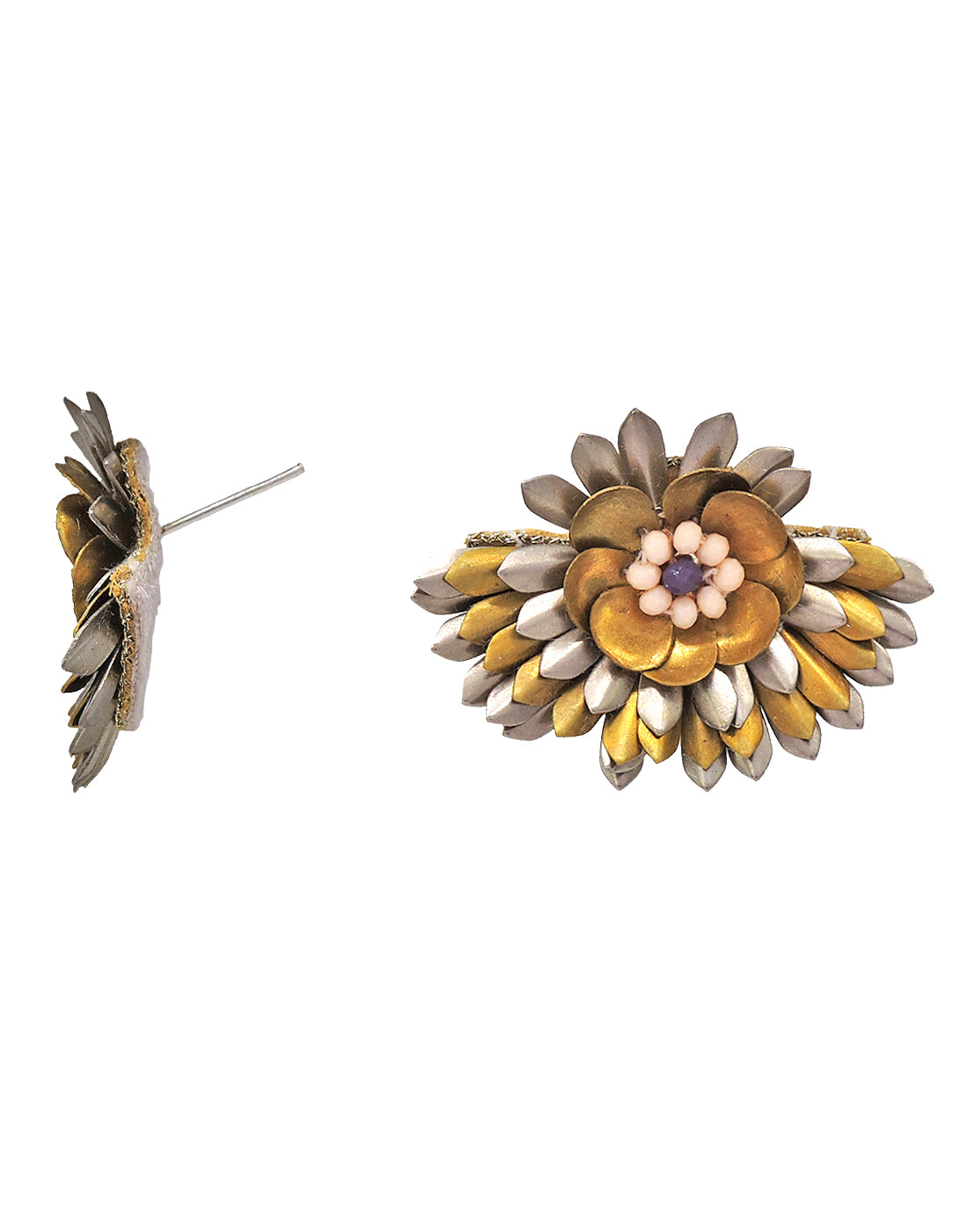 White Fan Earrings - Statement Earrings - Gold-Plated & Hypoallergenic - Made in India - Dubai Jewellery - Dori