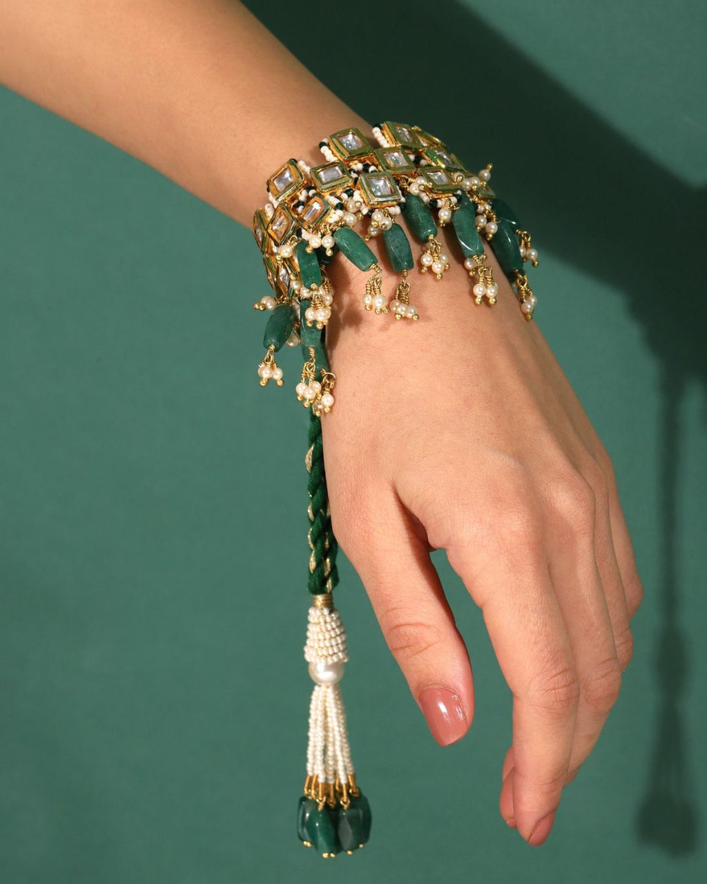 Calliope Square Polki Pochi BraceletBracelets & Cuffs - Handcrafted Jewellery - Made in India - Dubai Jewellery, Fashion & Lifestyle - Dori