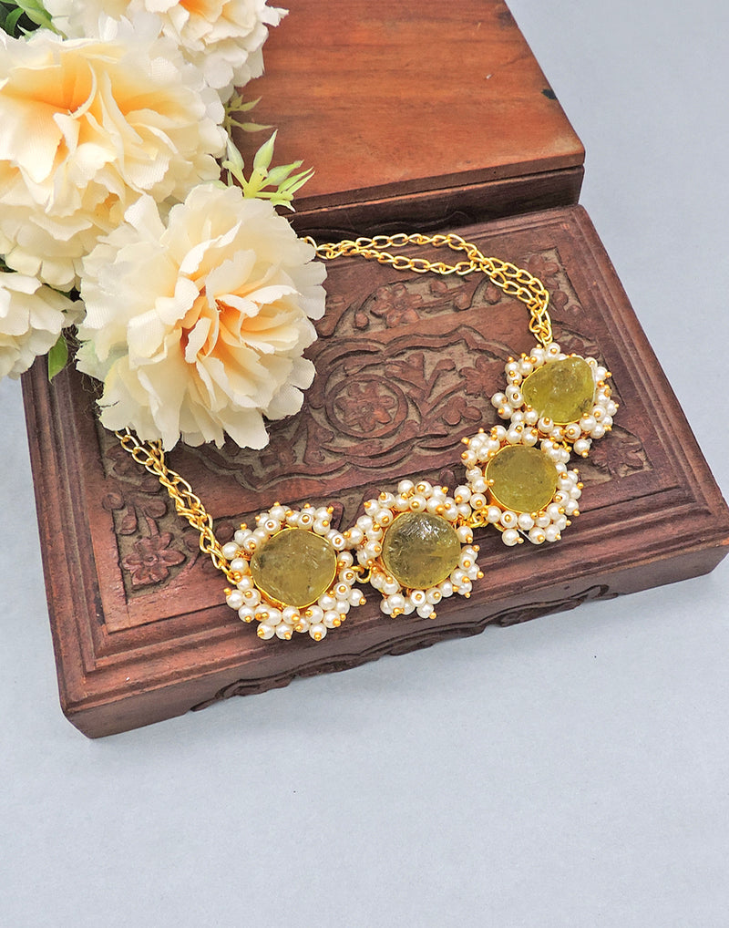 Citrine Bloom Necklace - Statement Necklaces - Gold-Plated & Hypoallergenic Jewellery - Made in India - Dubai Jewellery - Dori