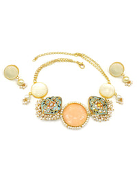 Kundan & Monalisa Necklace - Statement Necklaces - Gold-Plated & Hypoallergenic Jewellery - Made in India - Dubai Jewellery - Dori