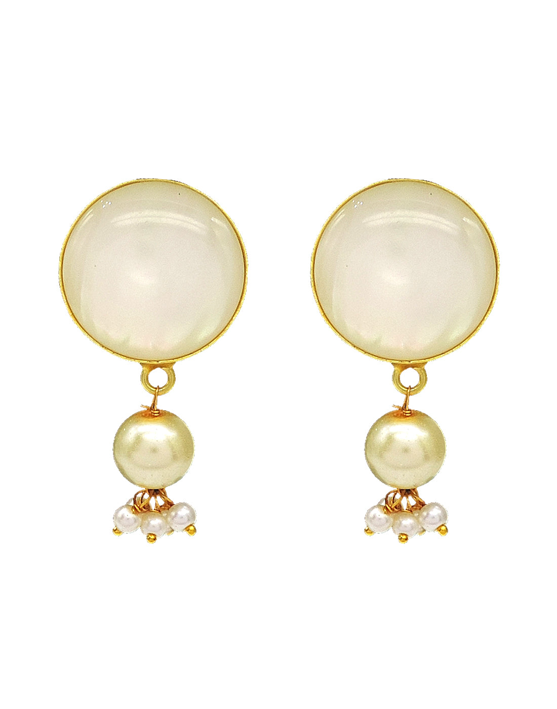 Round Shell Earrings - Statement Earrings - Gold-Plated & Hypoallergenic Jewellery - Made in India - Dubai Jewellery - Dori
