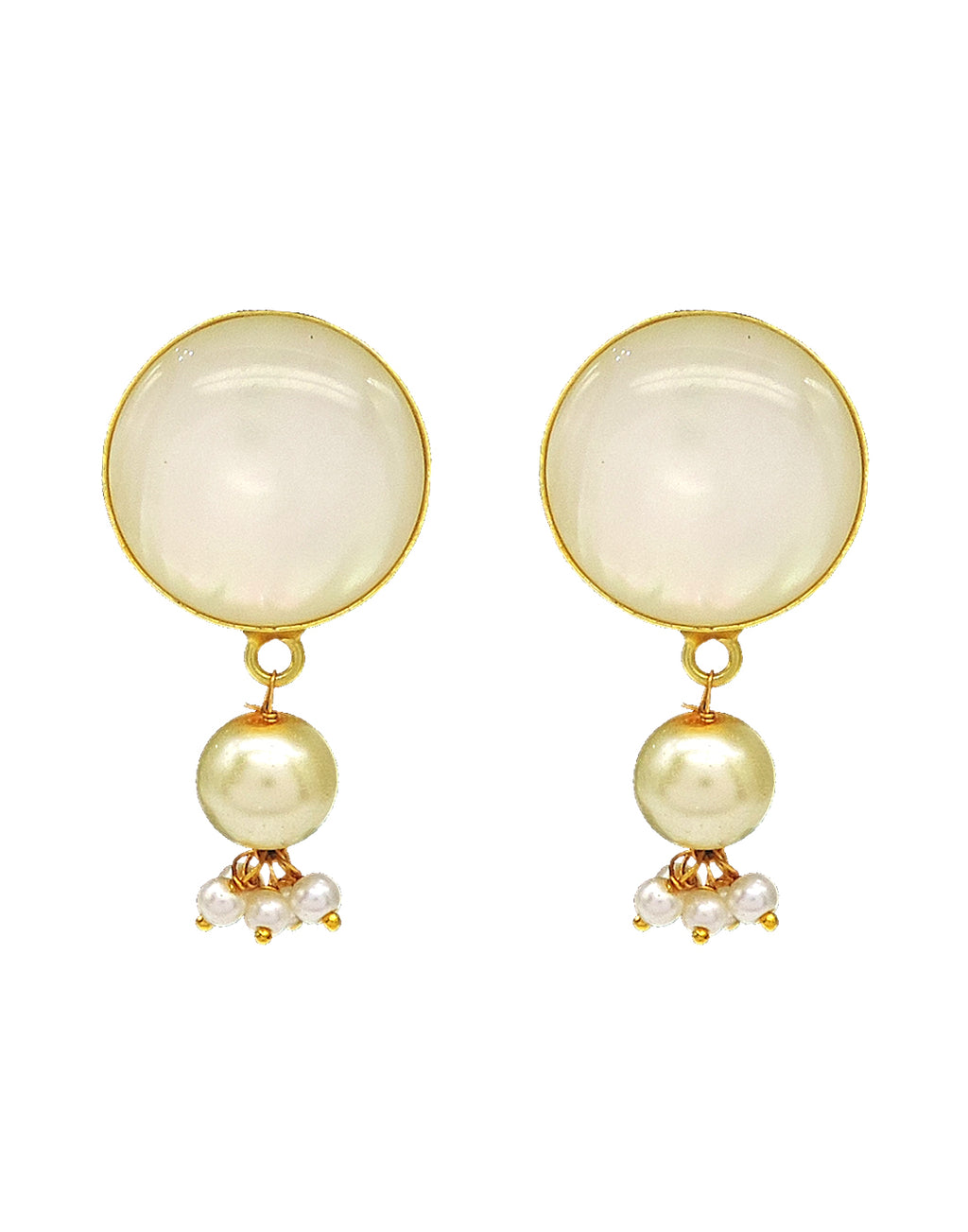 Round Shell Earrings - Statement Earrings - Gold-Plated & Hypoallergenic Jewellery - Made in India - Dubai Jewellery - Dori
