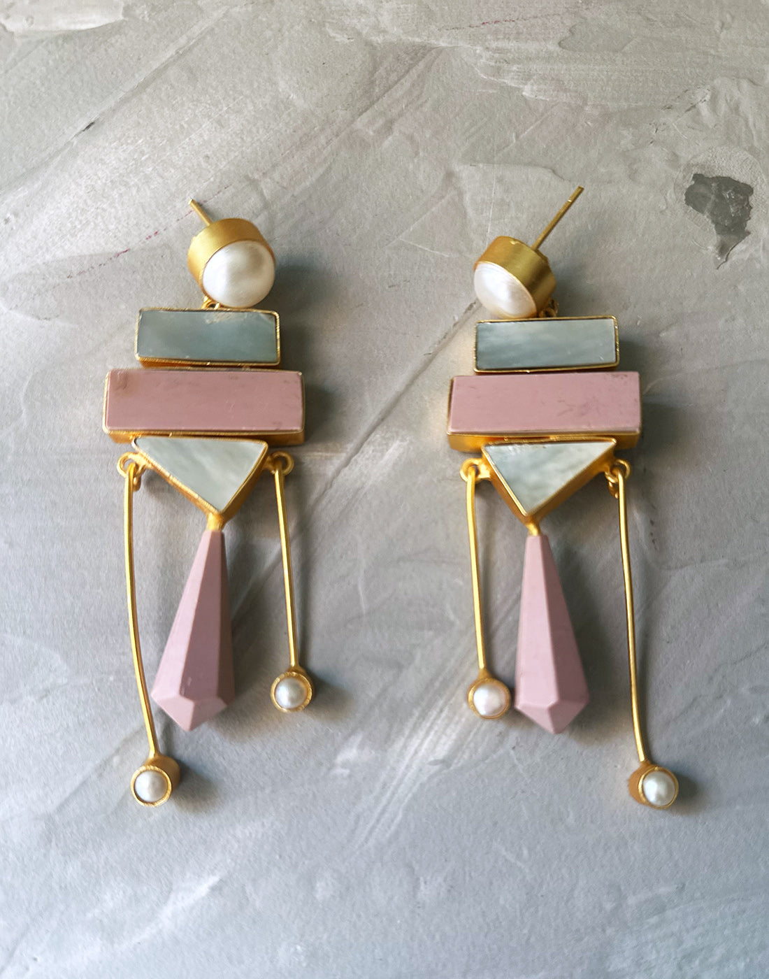 Pastel Danglers - Statement Earrings - Gold-Plated & Hypoallergenic Jewellery - Made in India - Dubai Jewellery - Dori