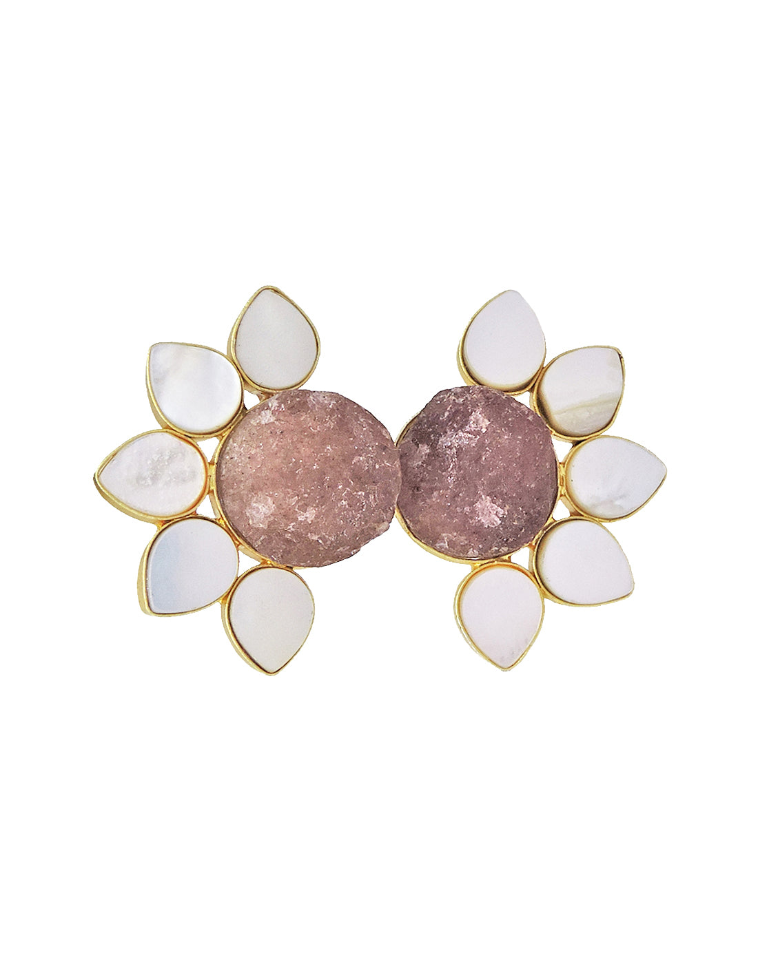 Twin Flora Ring (Quartz) - Statement Rings - Gold-Plated & Hypoallergenic Jewellery - Made in India - Dubai Jewellery - Dori