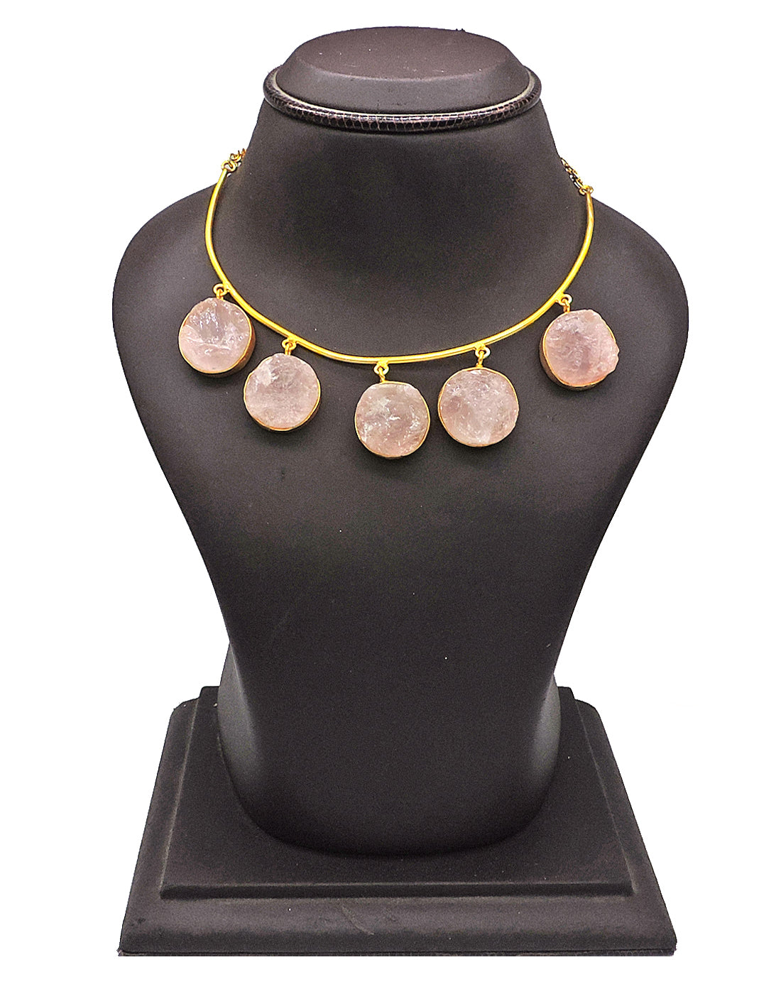 Rose Quartz Necklace - Statement Necklaces - Gold-Plated & Hypoallergenic Jewellery - Made in India - Dubai Jewellery - Dori