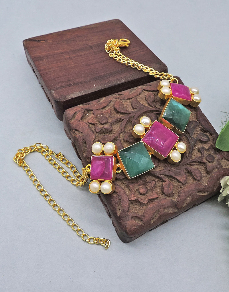 Rainbow Cube Necklace - Statement Necklaces - Gold-Plated & Hypoallergenic Jewellery - Made in India - Dubai Jewellery - Dori