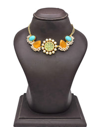 Round Flower Necklace - Statement Necklaces - Gold-Plated & Hypoallergenic Jewellery - Made in India - Dubai Jewellery - Dori