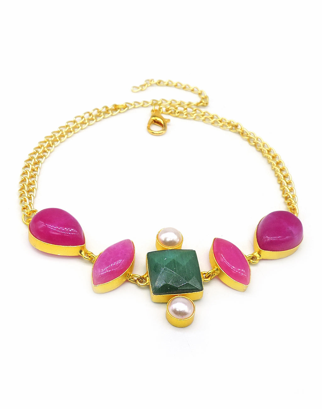 Geometric Stone Necklace - Statement Necklaces - Gold-Plated & Hypoallergenic Jewellery - Made in India - Dubai Jewellery - Dori