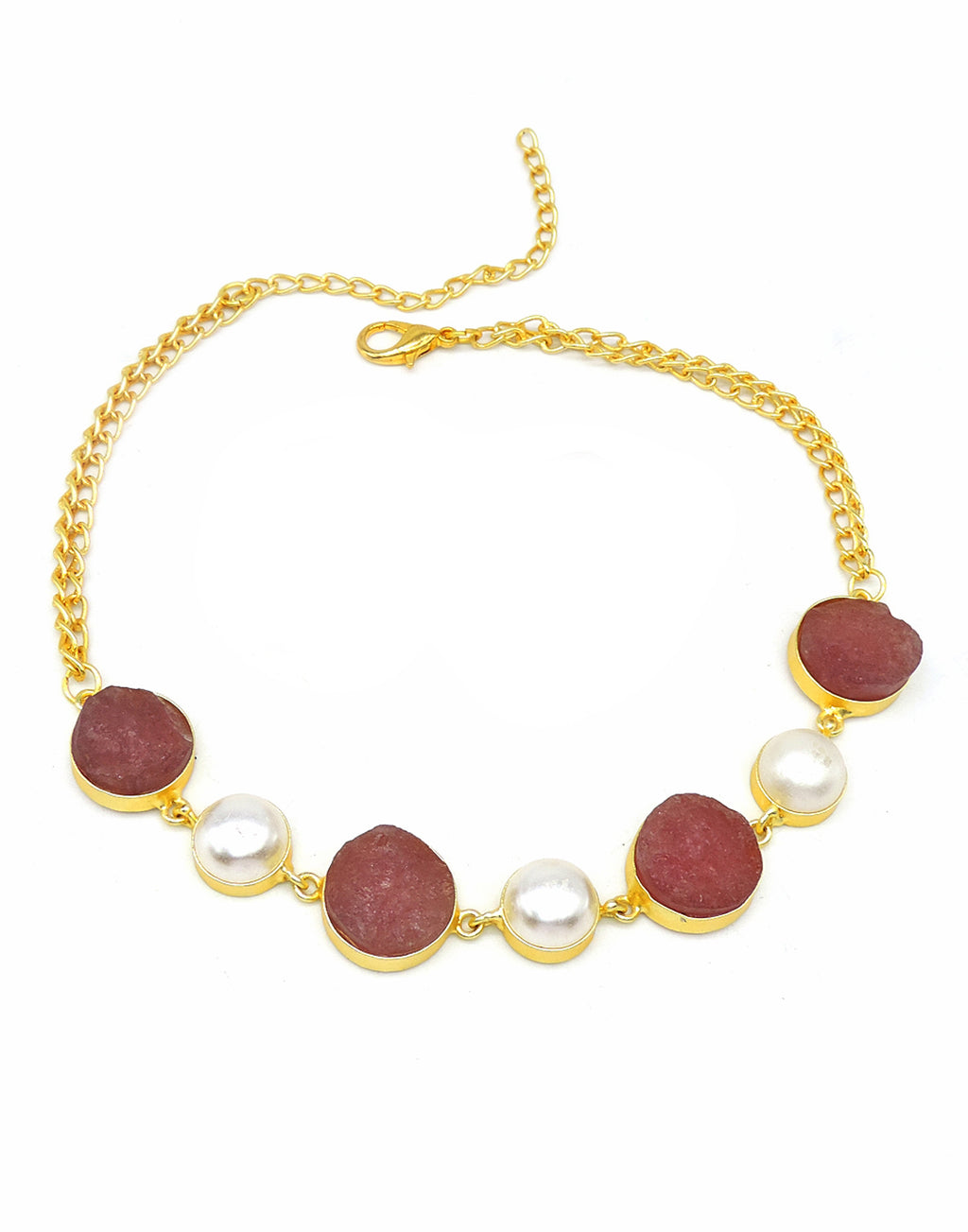 Quartz & Pearl Necklace - Statement Necklaces - Gold-Plated & Hypoallergenic Jewellery - Made in India - Dubai Jewellery - Dori