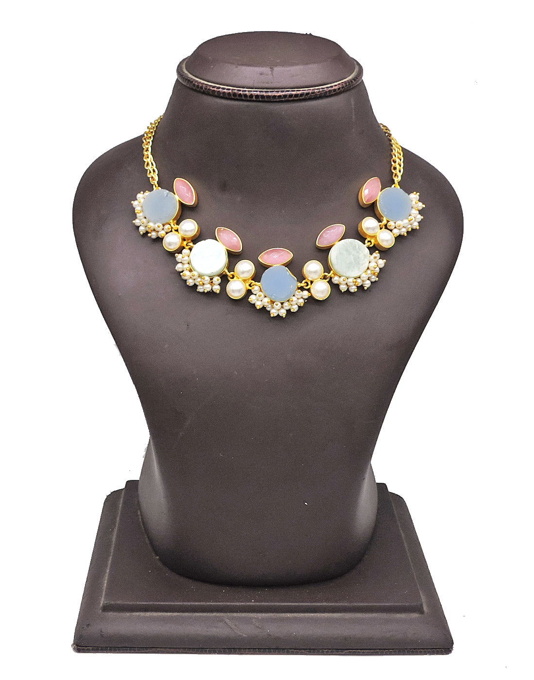 Jewelled Trio Necklace - Statement Necklaces - Gold-Plated & Hypoallergenic Jewellery - Made in India - Dubai Jewellery - Dori