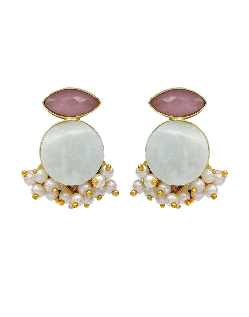 Jewelled Pearl Earrings - Statement Earrings - Gold-Plated & Hypoallergenic Jewellery - Made in India - Dubai Jewellery - Dori