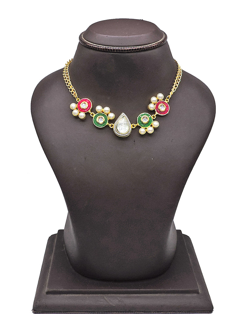 Jewelled Crystal Necklace - Statement Necklaces - Gold-Plated & Hypoallergenic Jewellery - Made in India - Dubai Jewellery - Dori